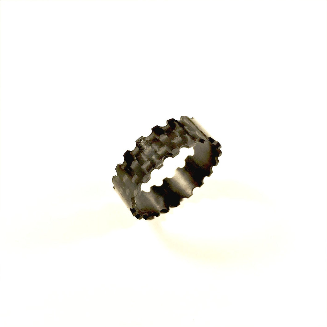 Waves Ring Carbon Fiber Jewels Black Color Plain Wave - Carbon Fiber Gift
