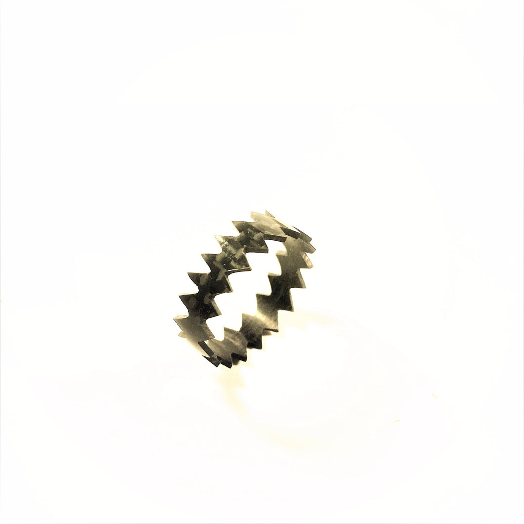 Shark Jaws Ring Carbon Fiber Jewels Black Color Plain Wave - Carbon Fiber Gift