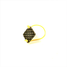 Ring Leather Wire Carbon Fiber Jewels Black Yellow Color Plain Wave - Carbon Fiber Gift