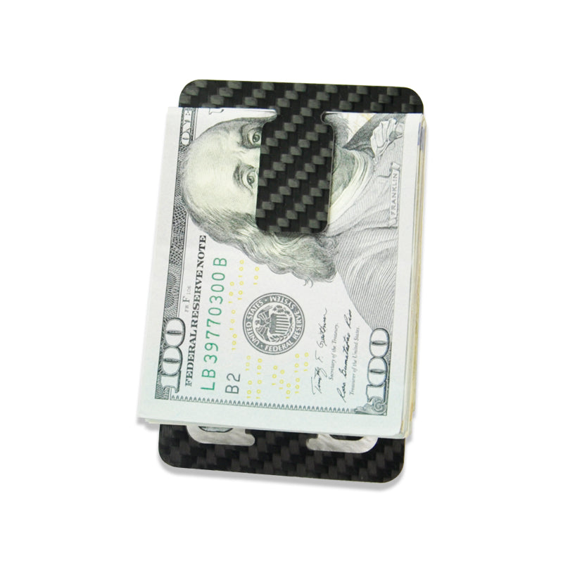Flat Carbon Fiber Money Holder Clip Black Glossy-1