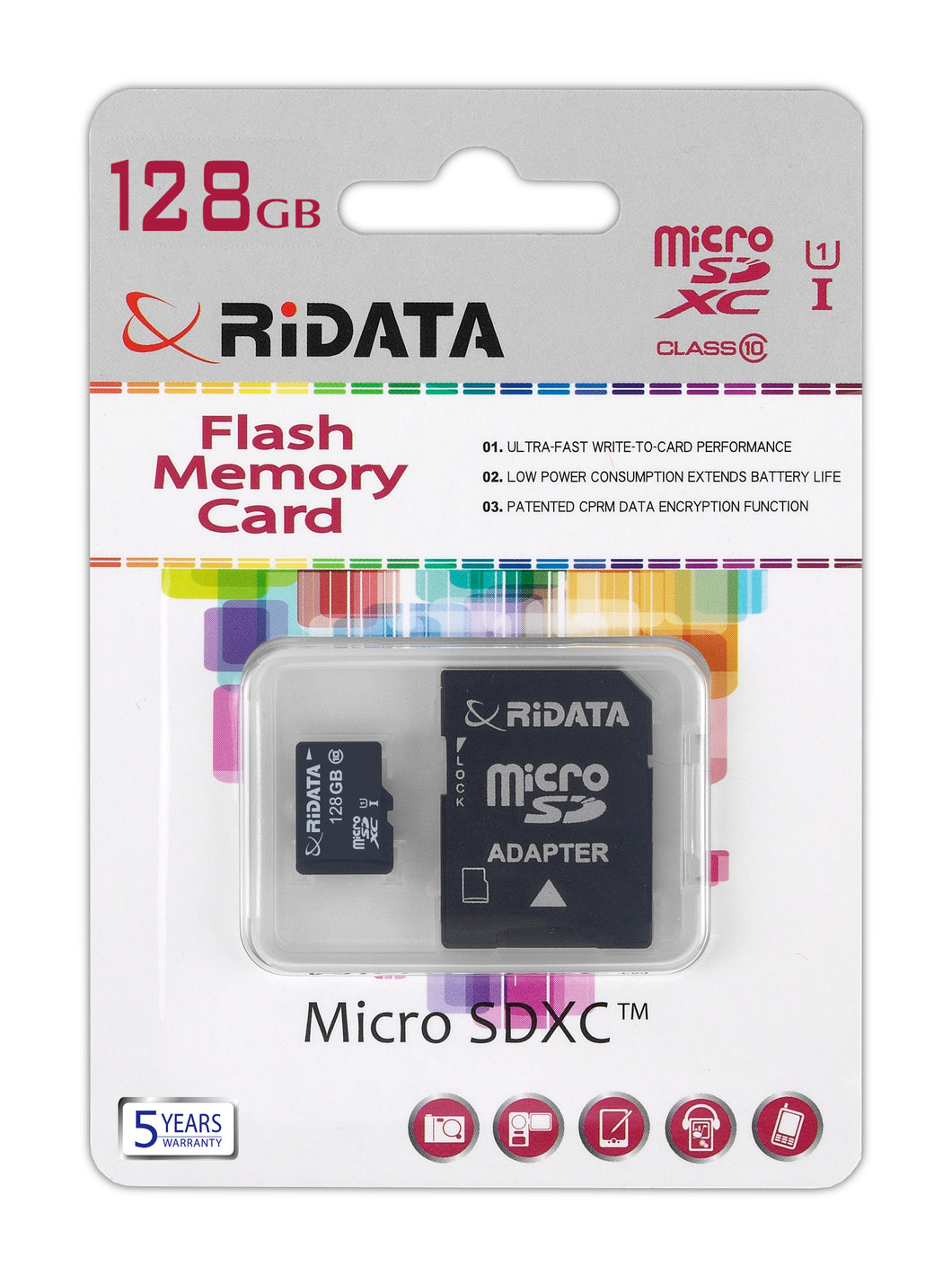 Micro SDXC 128GB Cl10 U-1 I RiDATA  Lightning Series for Smartphone Tablets GoPro GPS +