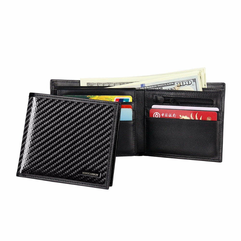 Leather Luxury Carbon Fiber Wallet Card Holder