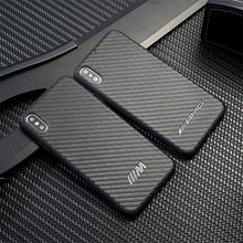 Carbon Fiber M Car Logo Phone Case for iPhone XS Max XR X 10 6s 7plus 8 Plus Luxury Silicone Grip