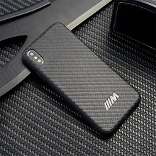 Carbon Fiber M Car Logo Phone Case for iPhone XS Max XR X 10 6s 7plus 8 Plus Luxury Silicone Grip